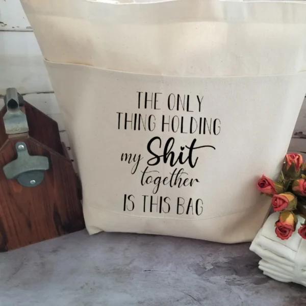 Sarcastic Heavy Cotton Canvas Tote | Large Funny Tote Bag with Pockets | Reusable Bag for Shopping, Beach, Books, or Overnight