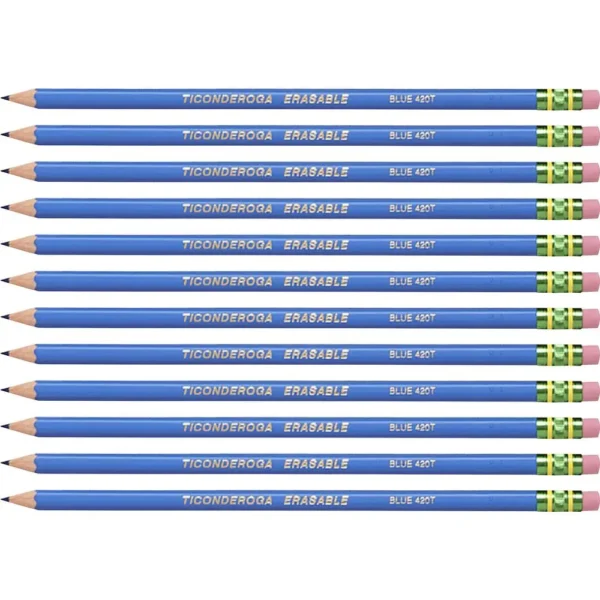 Ticonderoga Pre-Sharpened Erasable Checking Pencils - HB Lead - Blue Lead - 72 / Carton