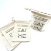 Hand Stamped, Eat Me, Cotton Drawstring Pouches 4" x 6" - Image 3