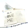 Hand Stamped, Love Me, Cotton Drawstring Pouches 4" x 6" - Image 7