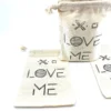 Hand Stamped, Love Me, Cotton Drawstring Pouches 4" x 6" - Image 10