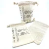 Hand Stamped, One Love, Cotton Drawstring Pouches 4" x 6" - Image 2