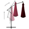 vidaXL Cantilever Umbrella with LED Lights and Steel Pole Wine Red - Image 2