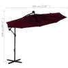 vidaXL Cantilever Umbrella with LED Lights and Steel Pole Wine Red - Image 10