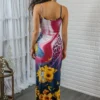 Flowing Sunflowers Bodycon Maxi Dress - Image 3