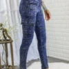 Mineral Wash High Waisted Cargo Style Skinny Jeans - Image 6