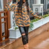 ANIMAL PRINT ZIPPER FRONT HOODIE - Image 3