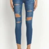 All Cut Out Denim Jeans with diagonal clean cut legs - Image 4