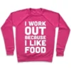 I WORKOUT BECAUSE I LIKE FOOD CREWNECK SWEATSHIRT - Image 2