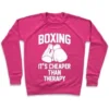 BOXING IT'S CHEAPER THAN THERAPY CREWNECK SWEATSHIRT - Image 2