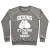 BOXING IT'S CHEAPER THAN THERAPY CREWNECK SWEATSHIRT - Image 4