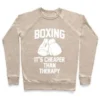 BOXING IT'S CHEAPER THAN THERAPY CREWNECK SWEATSHIRT - Image 5