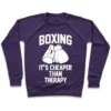 BOXING IT'S CHEAPER THAN THERAPY CREWNECK SWEATSHIRT - Image 7