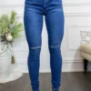 Just a Little Knee Cut High Waisted Great Stretch Jeans - Image 3