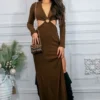 O Ring Cut Out Side Slits Sweater Dress - Image 2