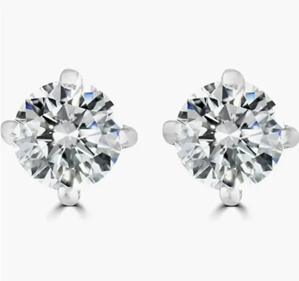 Brilliant Round-Cut 5mm 0.80 Carat Moissanite 925 Sterling Silver Earrings for Women