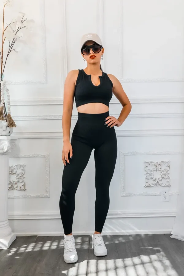 Next Level Ribbed Snatched Active Wear Pant Set