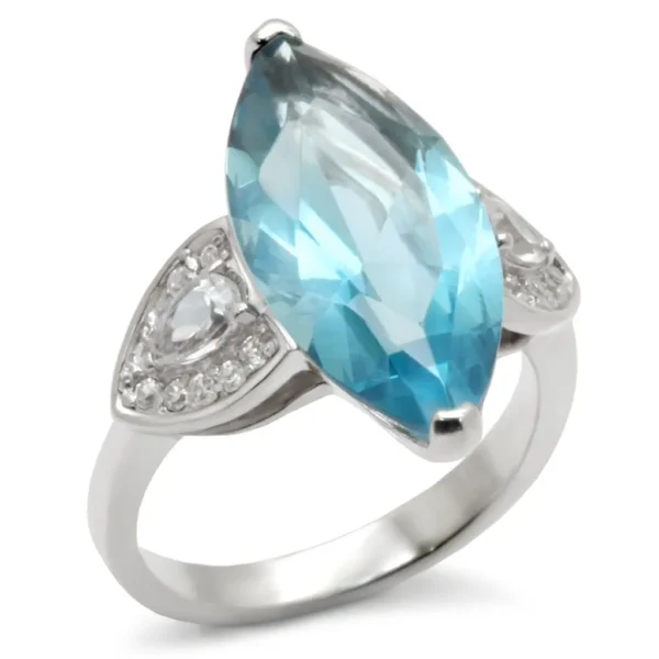 31212 - High-Polished 925 Sterling Silver Ring with Synthetic Spinel in Sea Blue