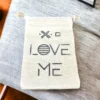 Hand Stamped, Love Me, Cotton Drawstring Pouches 4" x 6" - Image 5