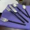 Stainless Steel Flatware set of 20 Pieces Black Swirl Handle - Image 5