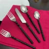 Stainless Steel Flatware set of 20 Pieces Black Swirl Handle - Image 4