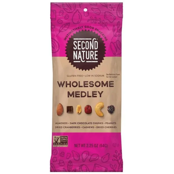 Second Nature Wholesome Medley Trail Mix - Low Sodium, Gluten-free, No Artificial Color, Preservative-free, No Artificial Flavor, Trans Fat Free - Almond, Cashew, Peanut, Cherry, Dried Cranberries, Da