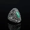 Filigree Art Malachite Gemstone Lace Detailed Women Silver Statement Ring - Image 5