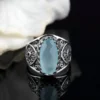 Filigree Art Aqua Chalcedony Gemstone Women Oval Silver Cocktail Ring - Image 3