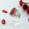 Filigree Art Carnelian Gemstone Women Oval Silver Cocktail Ring - Image 4