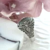 Filigree Art Bee Detailed Gray Moonstone Gemstone Women Silver Statement Ring - Image 4