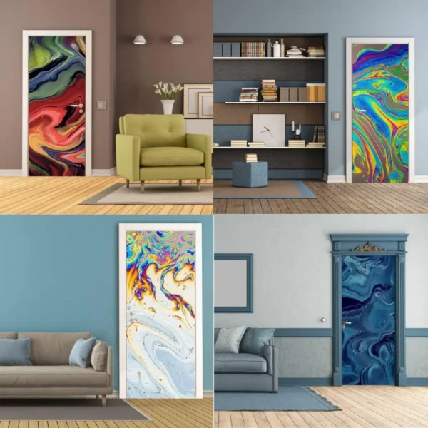 3D Abstract Vinyl Door Mural Sticker - Transformative Cover Art