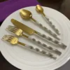 Golden Stainless Steel Flatware Set of 20 PC (Twsited) - Image 2