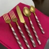 Golden Stainless Steel Flatware Set of 20 PC (Twsited) - Image 4