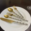 Golden Stainless Steel Flatware Set of 20 PC (Twsited) - Image 8