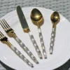 Golden Stainless Steel Flatware Set of 20 PC (Twsited) - Image 9