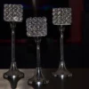 Vibhsa Crystal Aluminium Candle Holder Set of 3 - Image 4