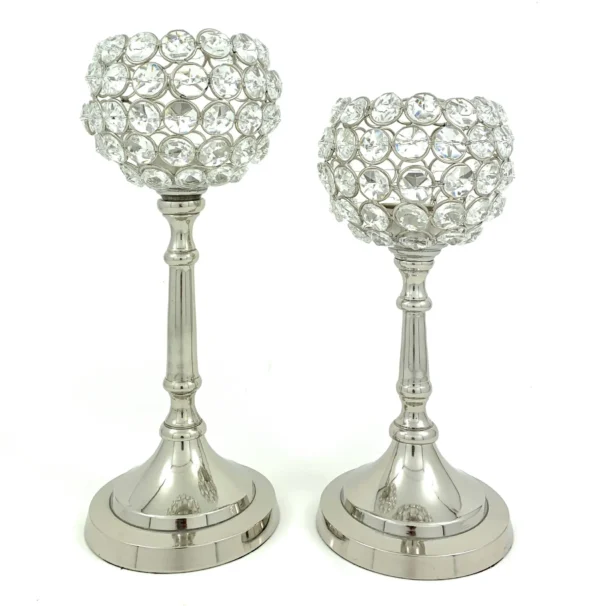 Vibhsa Hurricane Set of 2 Crystal Candle Holder