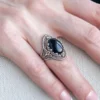 Black Onyx Gemstone Filigree Art Woman Silver Statement Ring - Image 2