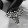 Black Onyx Gemstone Filigree Art Woman Silver Statement Ring - Image 4