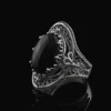 Black Onyx Gemstone Filigree Art Woman Silver Statement Ring - Image 3