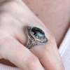 Ruby Zoisite Gemstone Filigree Art Woman Silver Statement Ring - Image 2