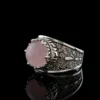 Meander Pattern Filigree Art Rose Quartz Gemstone Women Silver Cocktail Ring - Image 3