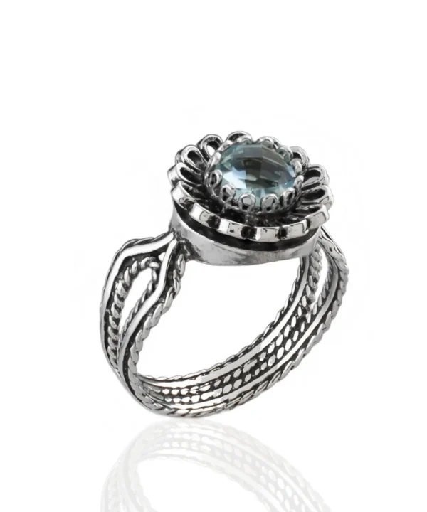 Blue Topaz Gemstone Sterling Silver Women Cocktail Ring