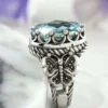 Blue Topaz Gemstone Filigree Art Double Butterfly Detailed Women Silver Statement Ring - Image 3