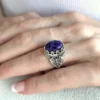 Charoite Gemstone Filigree Art Double Butterfly Detailed Women Silver Statement Ring - Image 2