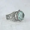 Meander Pattern Filigree Art Aquamarine Gemstone Women Silver Cocktail Ring - Image 3