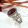 Carnelian Gemstone Double Heart Detailed Filigree Art 925 Sterling Silver Women Statement Ring - Image 4