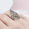 Filigree Art Lace Embroidery Woman Silver Statement Ring - Image 2