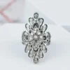 Filigree Art Lace Embroidery Woman Silver Statement Ring - Image 4