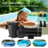 VEVOR Swimming Pool Pump 2.0HP 115V 1500W, Single Speed Pumps for Above Ground Pool, Powerful Self Primming Pool Pumps w/ Strainer Basket, 5400 GPH Max. Flow, ETL Certification - Image 4